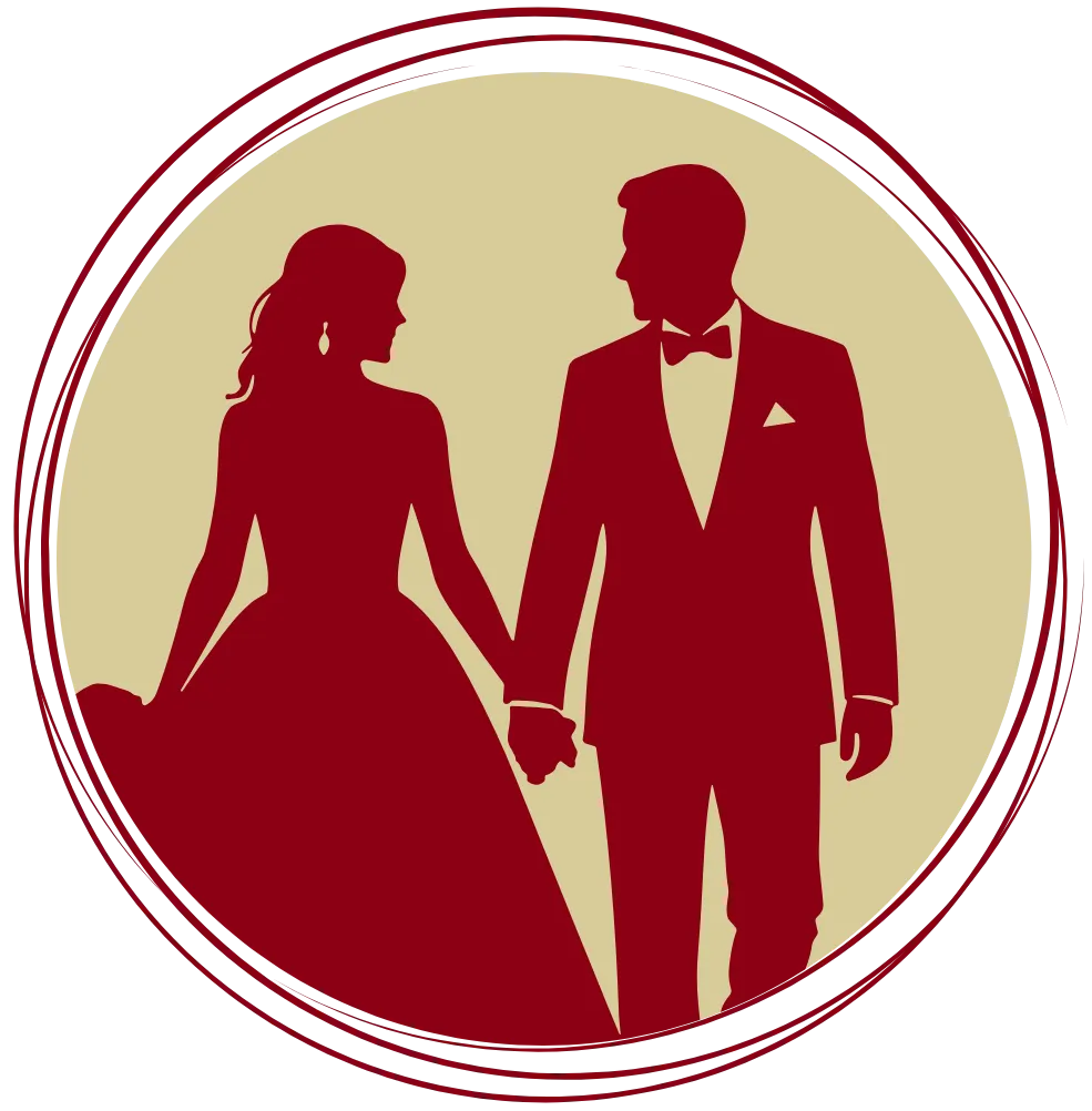 Silhouette de mariés en tenue de mariage