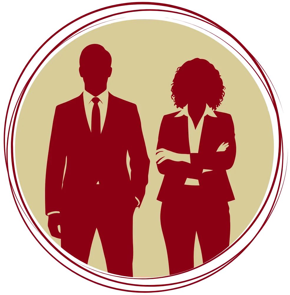 Silhouettes de deux professionnels en costume