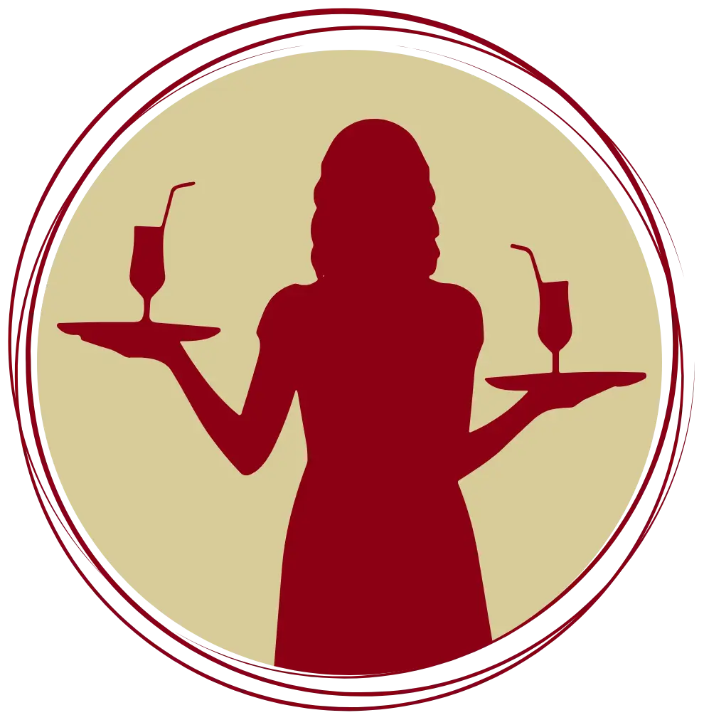 Silhouette d'une serveuse avec boissons