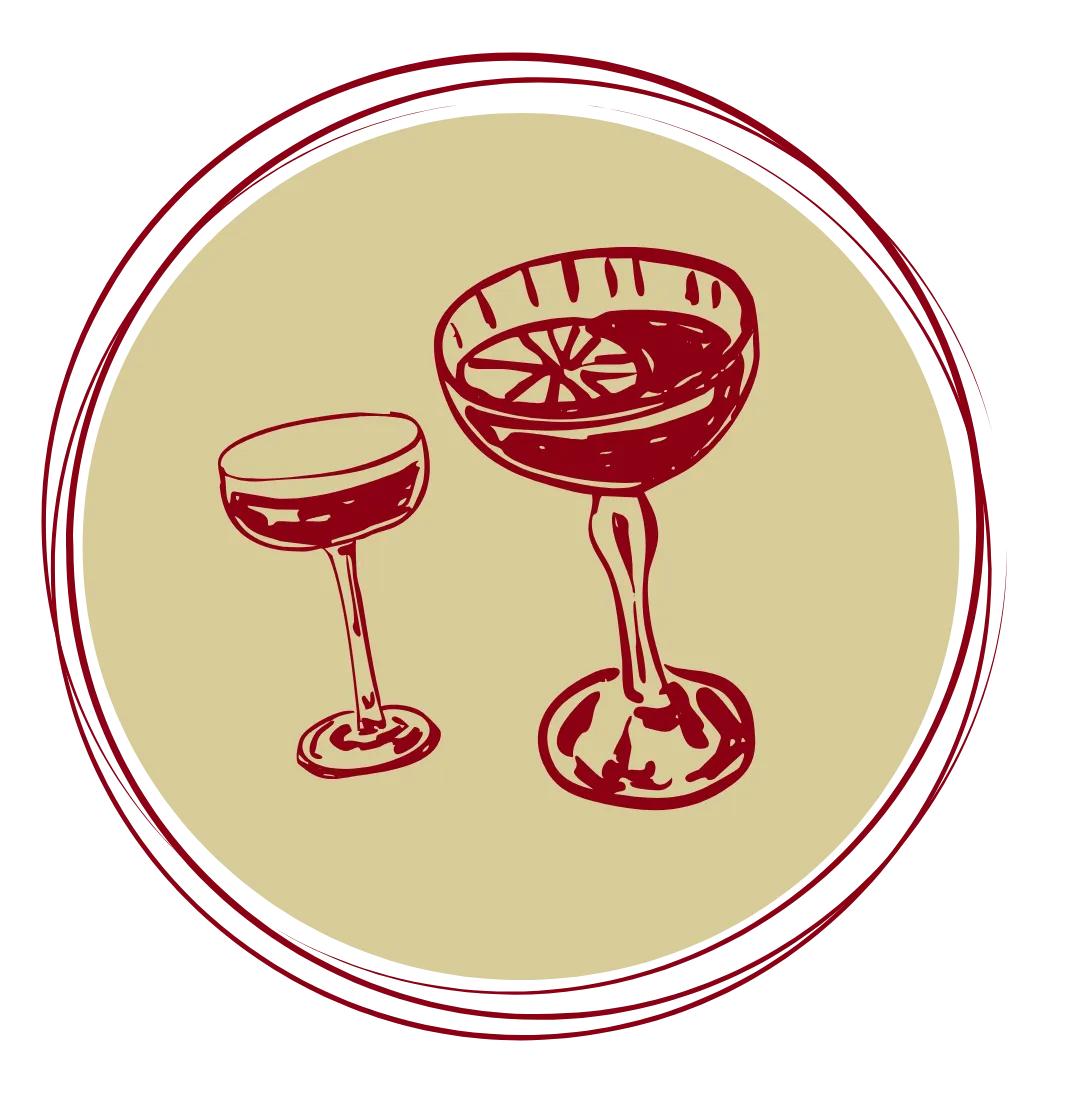Deux verres à cocktail dessinés